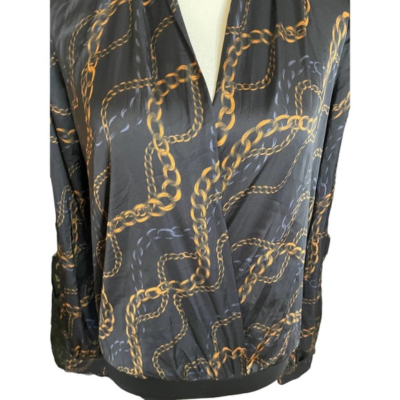 L'Academie Womens The Long Sleeve Bodysuit Chain Print Size S Black/Gold - Picture 9 of 12
